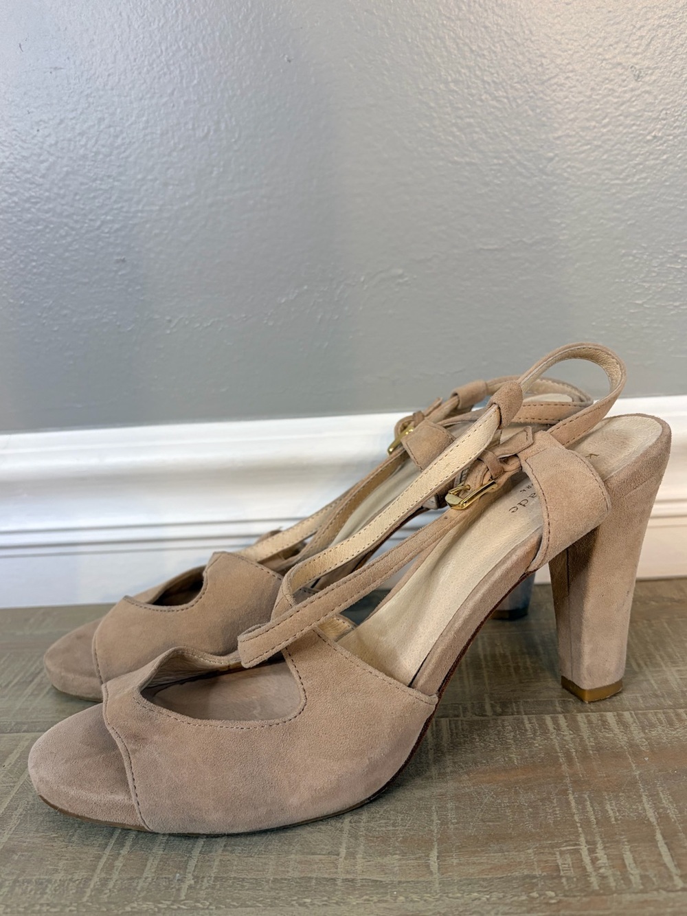 Kate Spade Women’s Tan Leather Block Heels, Size 7.5